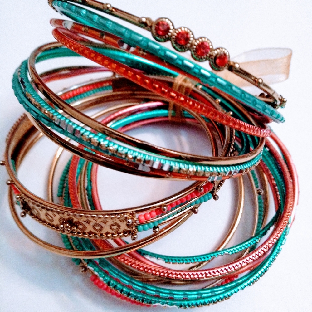 Lot of colorful bracelets VIBRANT Spring colors